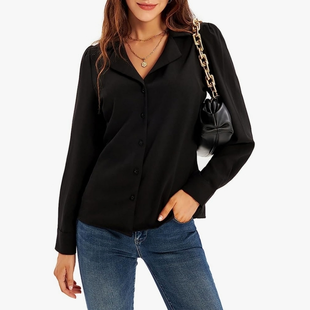GRACE KARIN Women's Button Down Shirts Casual Short Sleeve Business Work Blouse
